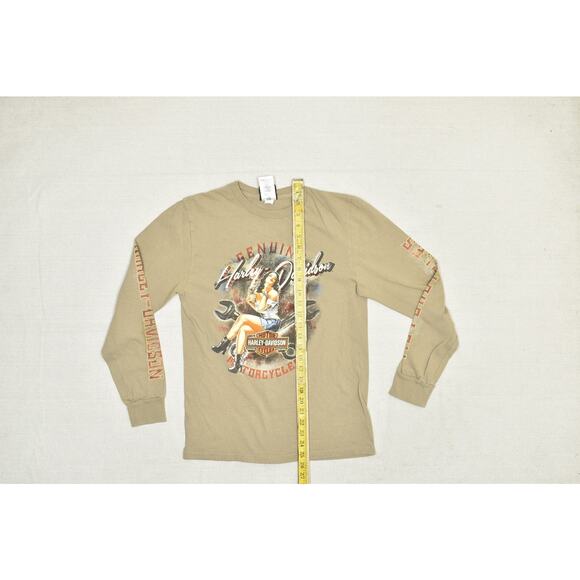 Harley-Davidson Biker Pin Up Long Sleeve T-Shirt Regular Size S Sherman Texas - Picture 4 of 8